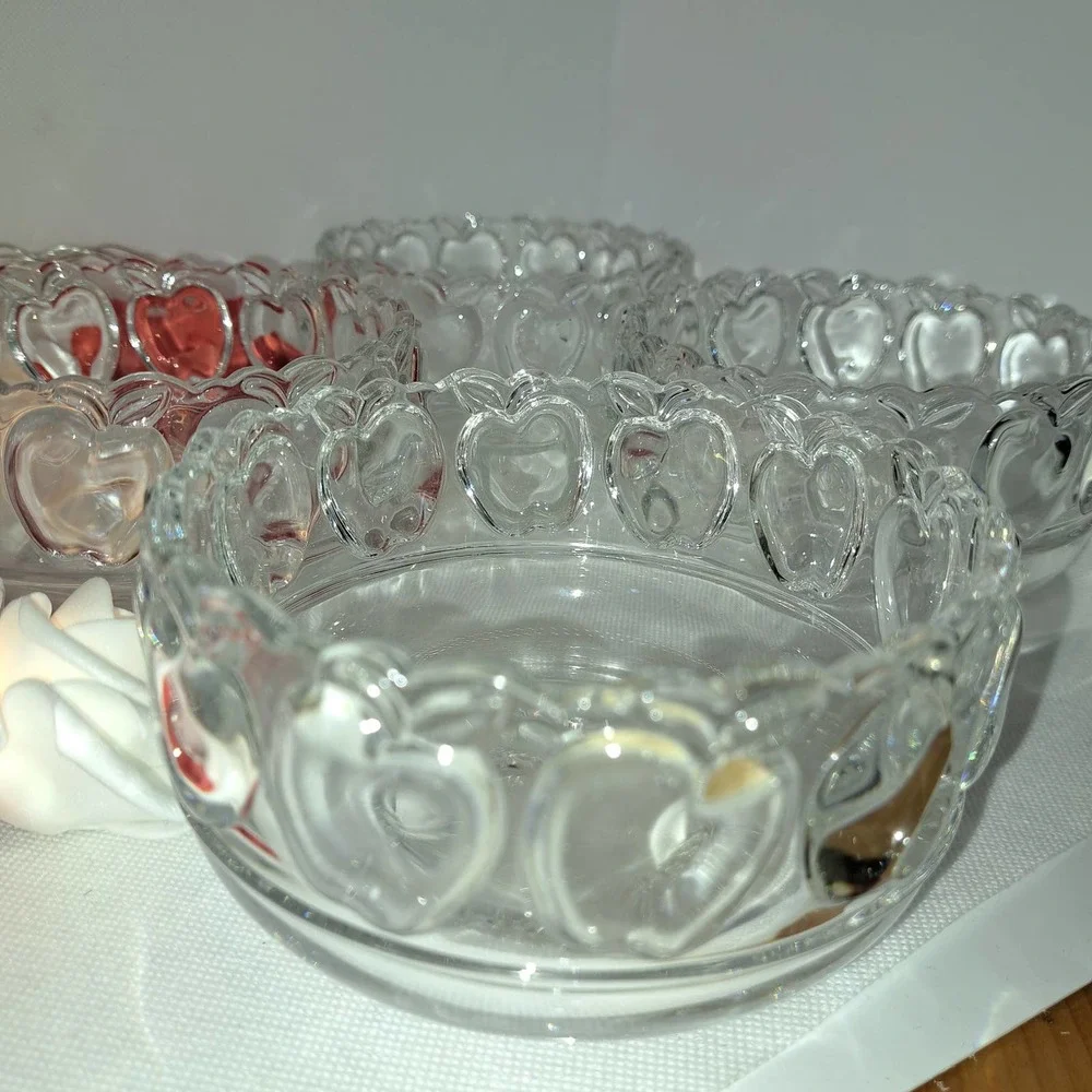 Tiffany & Co SET OF 4 Apple Motif - Scalloped Edge HEAVY crystal Beauties!